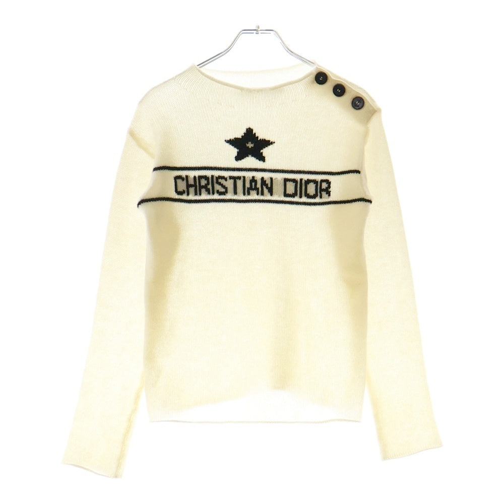 Christian Dior(クリスチャンディオール) 24AW スター シグネチャーロゴ ボトルネック カシミヤ ニットセーター ホワイト 244S94AM054 レディース