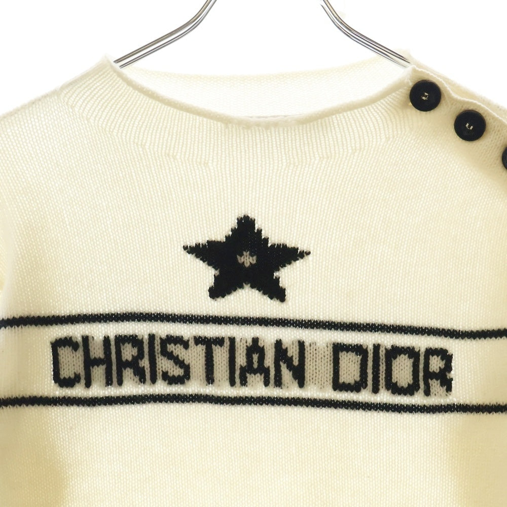 Christian Dior(クリスチャンディオール) 24AW スター シグネチャーロゴ ボトルネック カシミヤ ニットセーター ホワイト 244S94AM054 レディース
