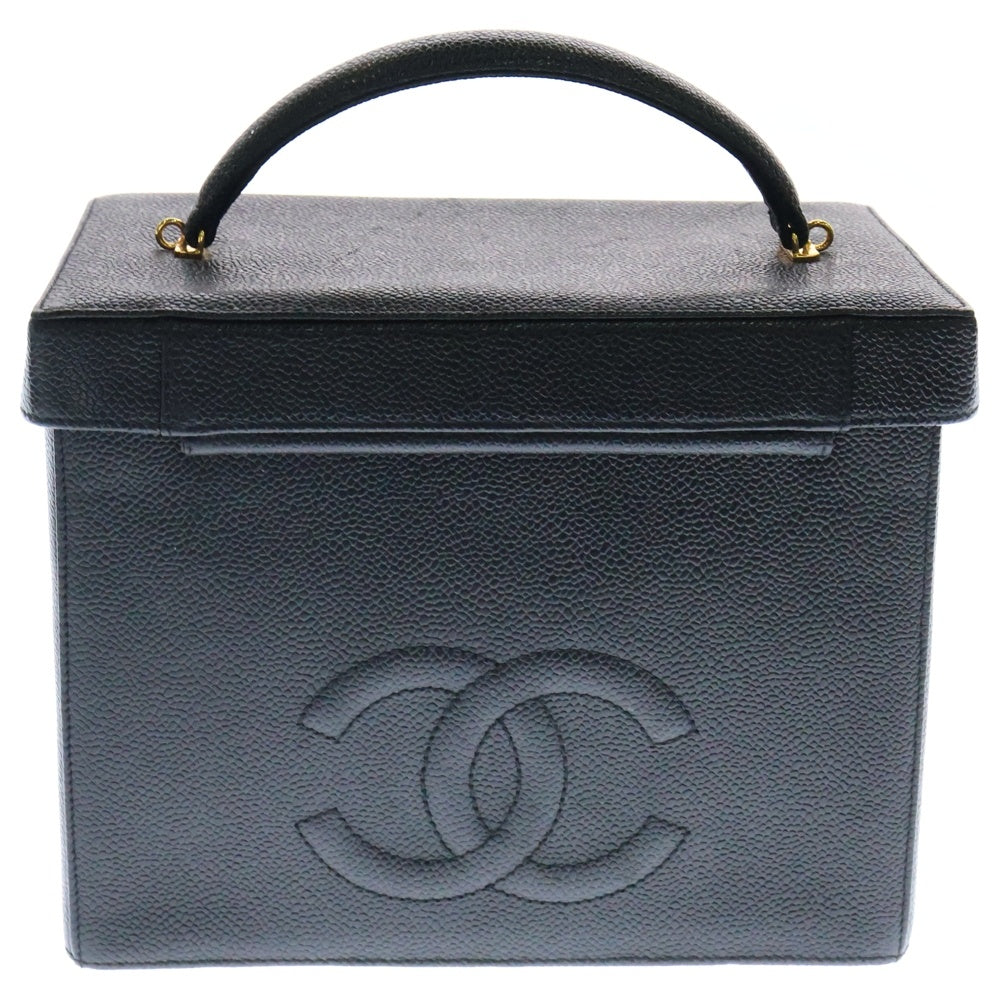 CHANEL(シャネル) ココマーク 2WAYバッグ ハンドバッグ ショルダーバッグ バニティバッグ ケース 収納 ブラック キャビアスキン ゴールド金具 A01999