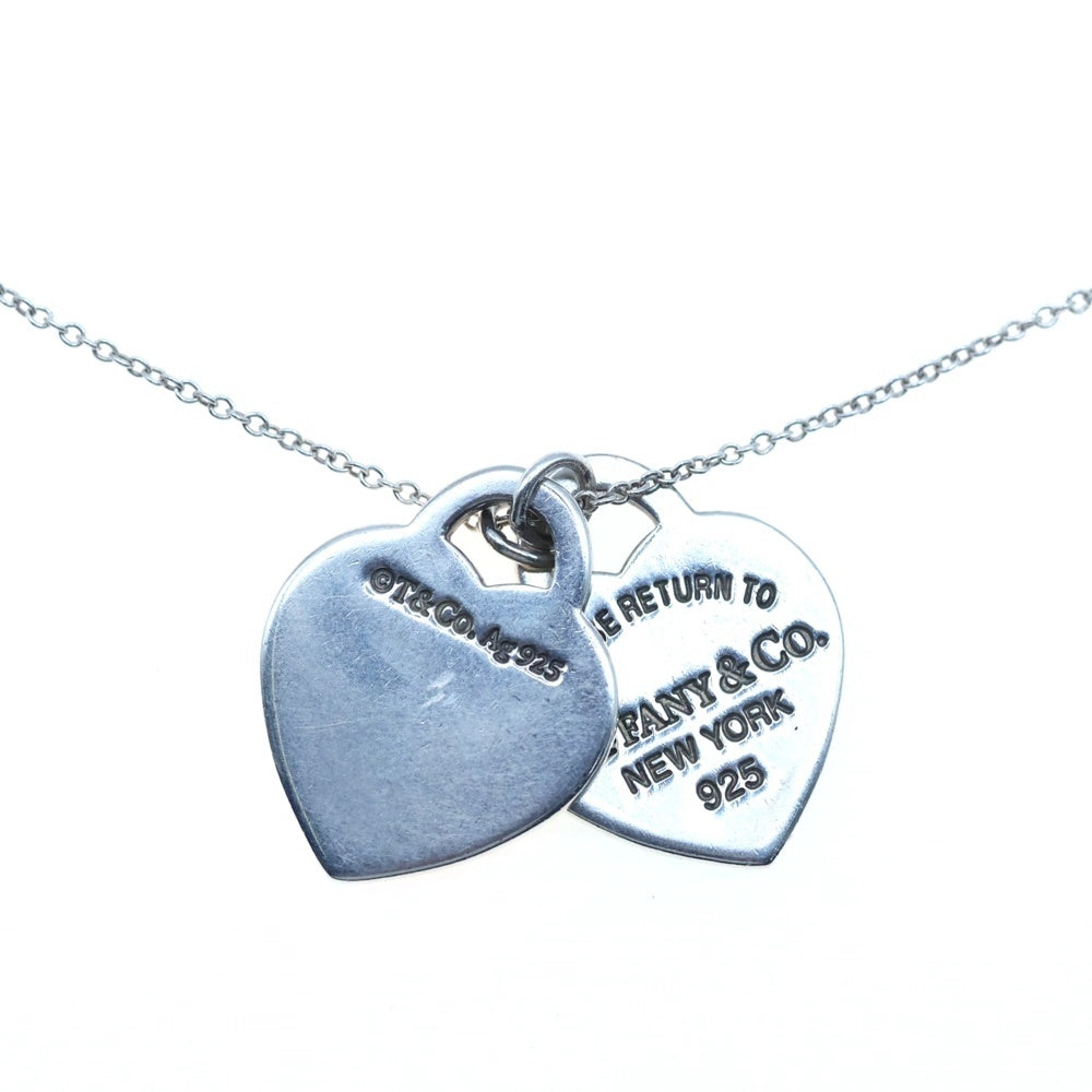 TIFFANY&Co(ティファニー) リターントゥティファニー 1pダイヤ ダブル ハートタグ ネックレス ブルー SV925 5.9g シルバー