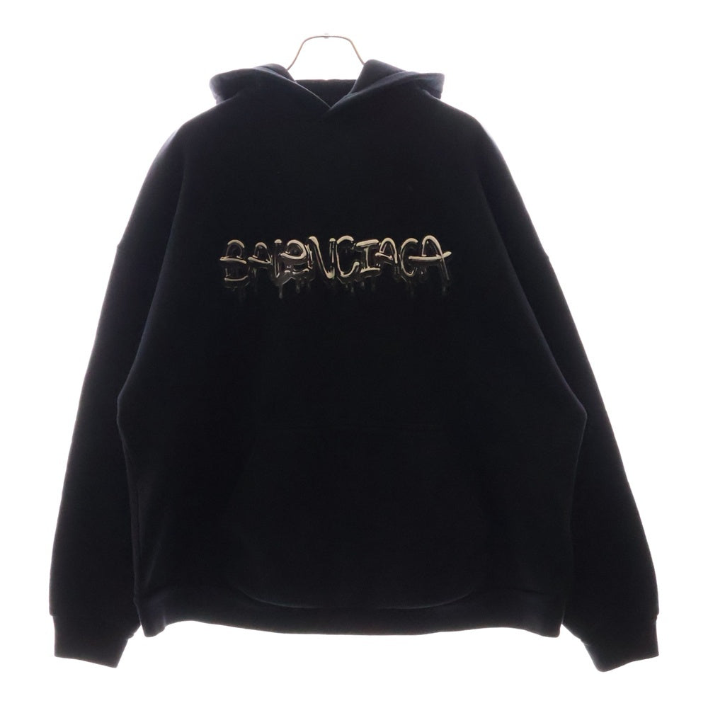 BALENCIAGA(バレンシアガ) 22SS SLIME HOODIE WIDE FIT スライムペイントロゴ プルオーバー パーカー ワイドフィット オーバーサイズフーディー ブラック 674986 TLVF2