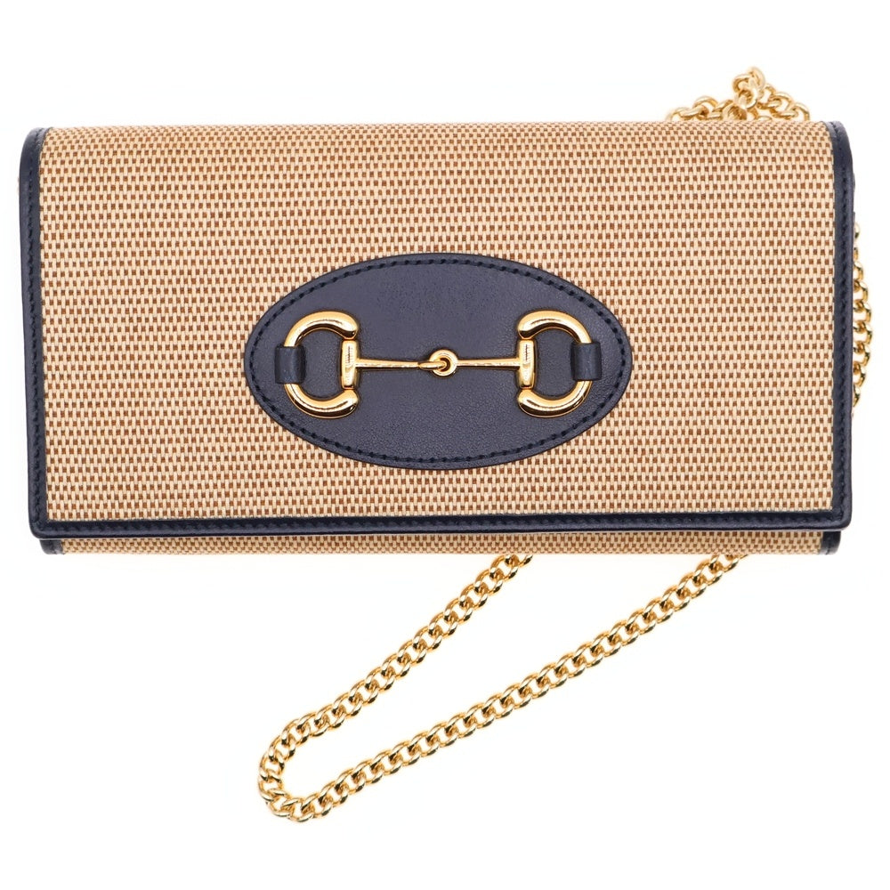 GUCCI(グッチ) ホースビット1955 チェーンウォレット キャンバス×レザー ベージュ チェーンショルダー 621888