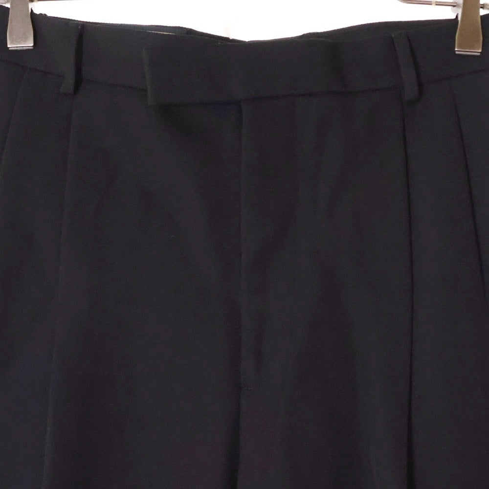 GUCCI(グッチ) 22AW wide textured gabardine pants ワイド テクスチャー ウールギャバジン 2タック スラックスパンツ ブラック 705875 ZAHE0