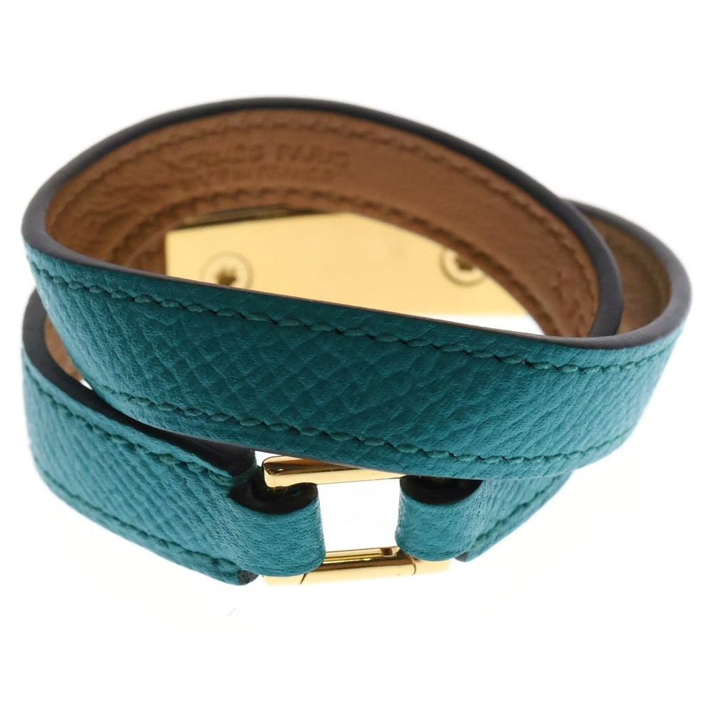 HERMES(エルメス) リヴァル ドゥブルトゥール ブレスレット エメラルドグリーン ゴールド金具 X刻印