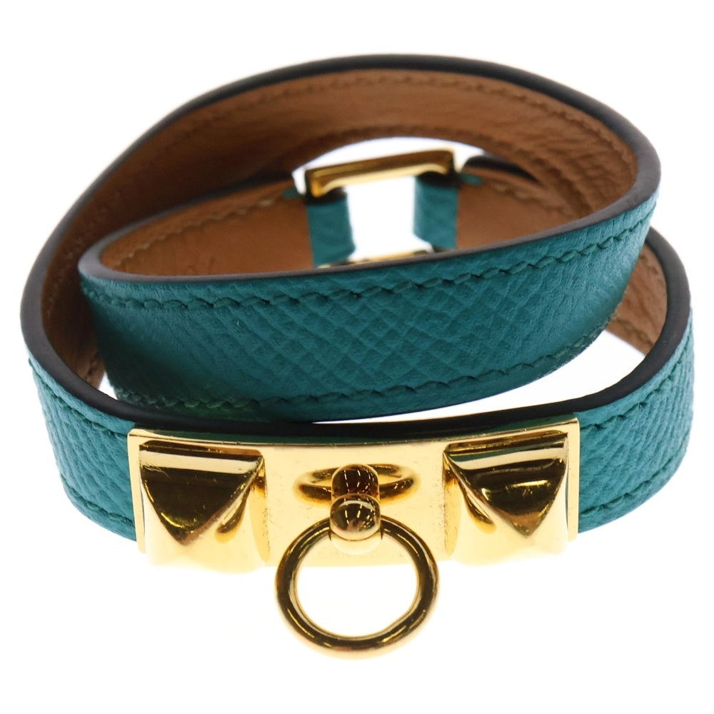 HERMES(エルメス) リヴァル ドゥブルトゥール ブレスレット エメラルドグリーン ゴールド金具 X刻印