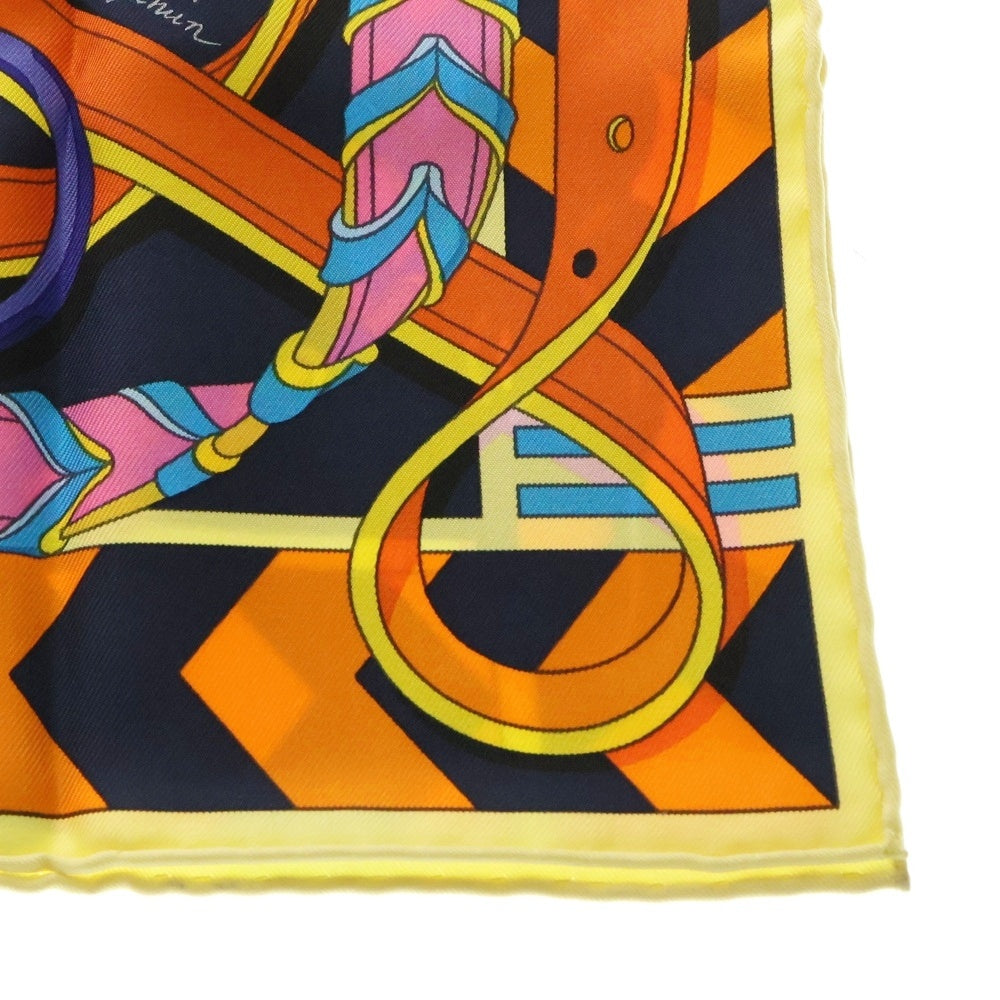 HERMES(エルメス) カレ90 乗馬の装具一式 マルチカラー スカーフ ブルー系 シルク
