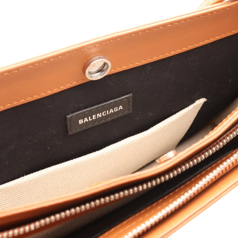 BALENCIAGA(バレンシアガ) ネイビーポシェット ロゴショルダーバッグ ホワイト×ブラウン 339937