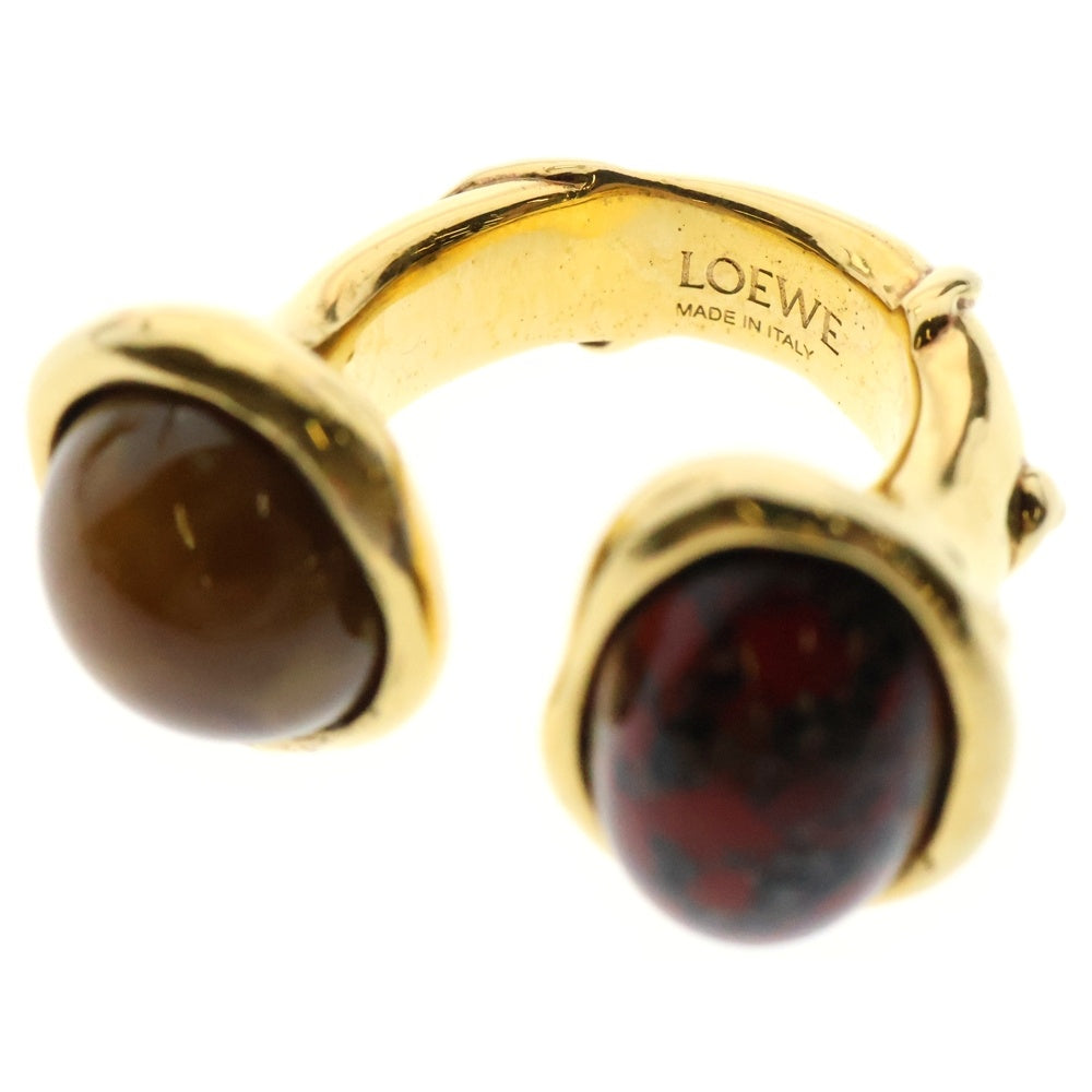 LOEWE(ロエベ) ツリーリング ツイン ストーン 指輪 ゴールド/レッド 10号