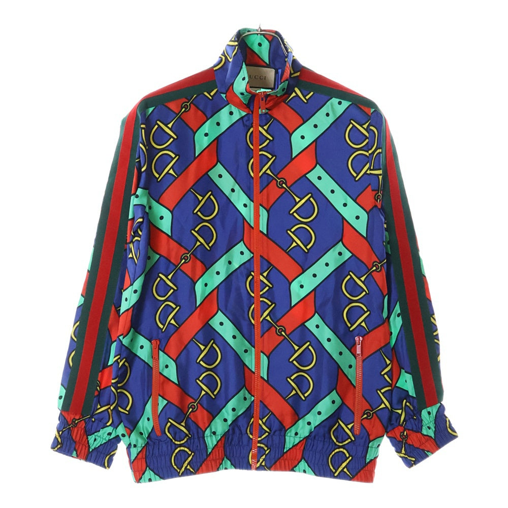 GUCCI(グッチ) 24SS ホースビットプリント ベルト付 シェリーラインスリーブハイネックブルゾン ナイロンジャケット マルチ レディース 743005 XJFJF 4034