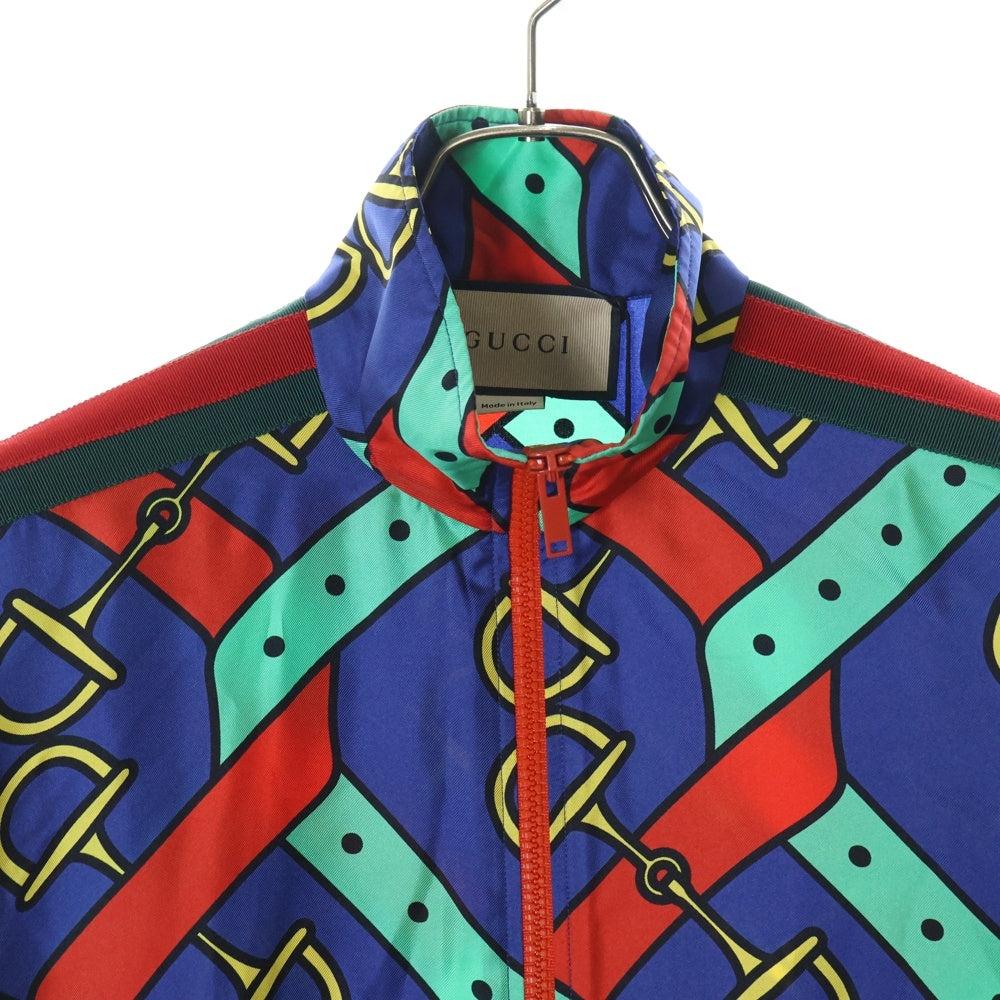GUCCI(グッチ) 24SS ホースビットプリント ベルト付 シェリーラインスリーブハイネックブルゾン ナイロンジャケット マルチ レディース 743005 XJFJF 4034