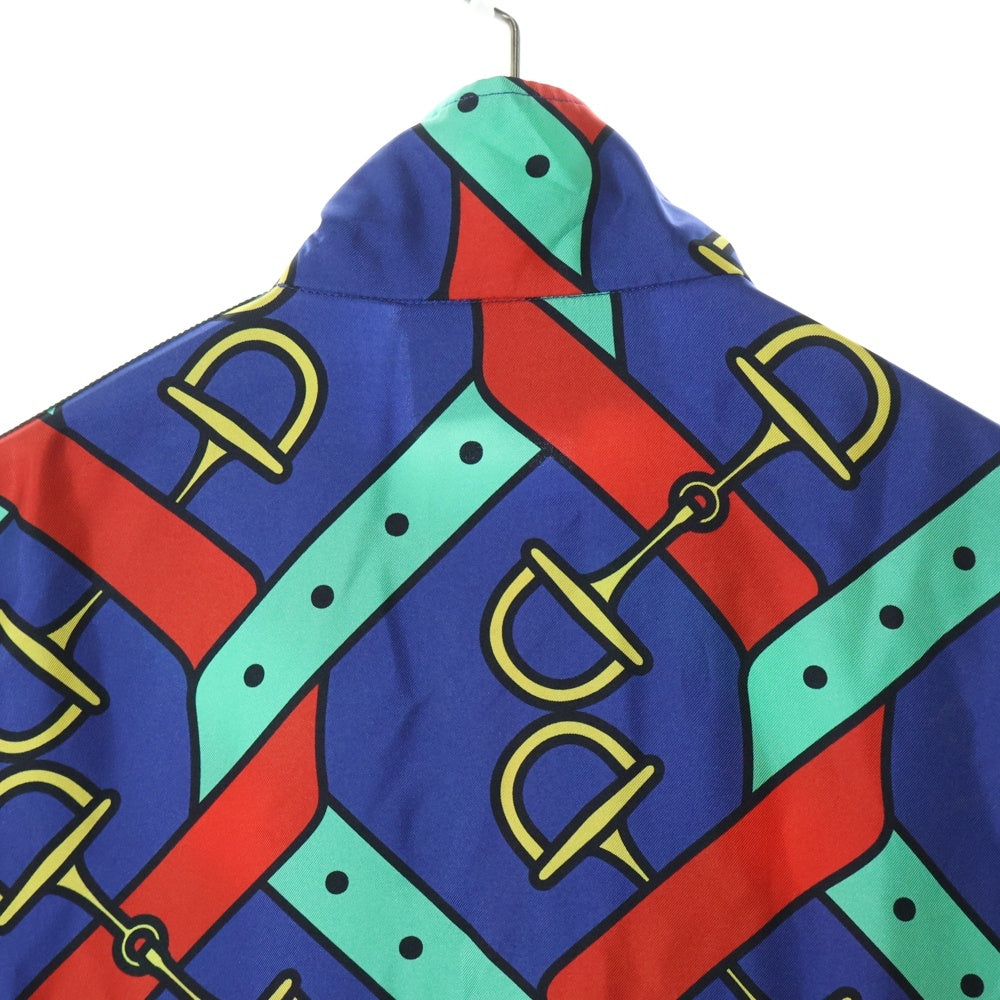 GUCCI(グッチ) 24SS ホースビットプリント ベルト付 シェリーラインスリーブハイネックブルゾン ナイロンジャケット マルチ レディース 743005 XJFJF 4034