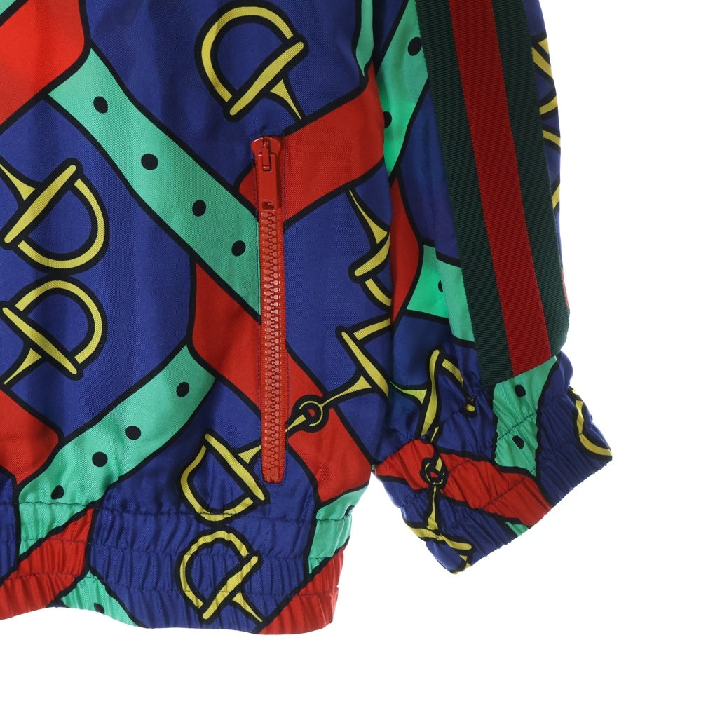 GUCCI(グッチ) 24SS ホースビットプリント ベルト付 シェリーラインスリーブハイネックブルゾン ナイロンジャケット マルチ レディース 743005 XJFJF 4034