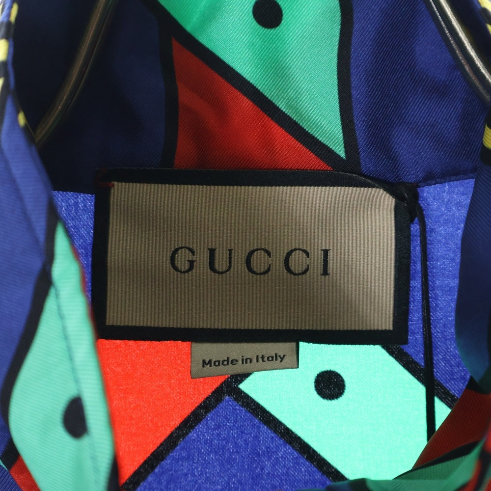 GUCCI(グッチ) 24SS ホースビットプリント ベルト付 シェリーラインスリーブハイネックブルゾン ナイロンジャケット マルチ レディース 743005 XJFJF 4034
