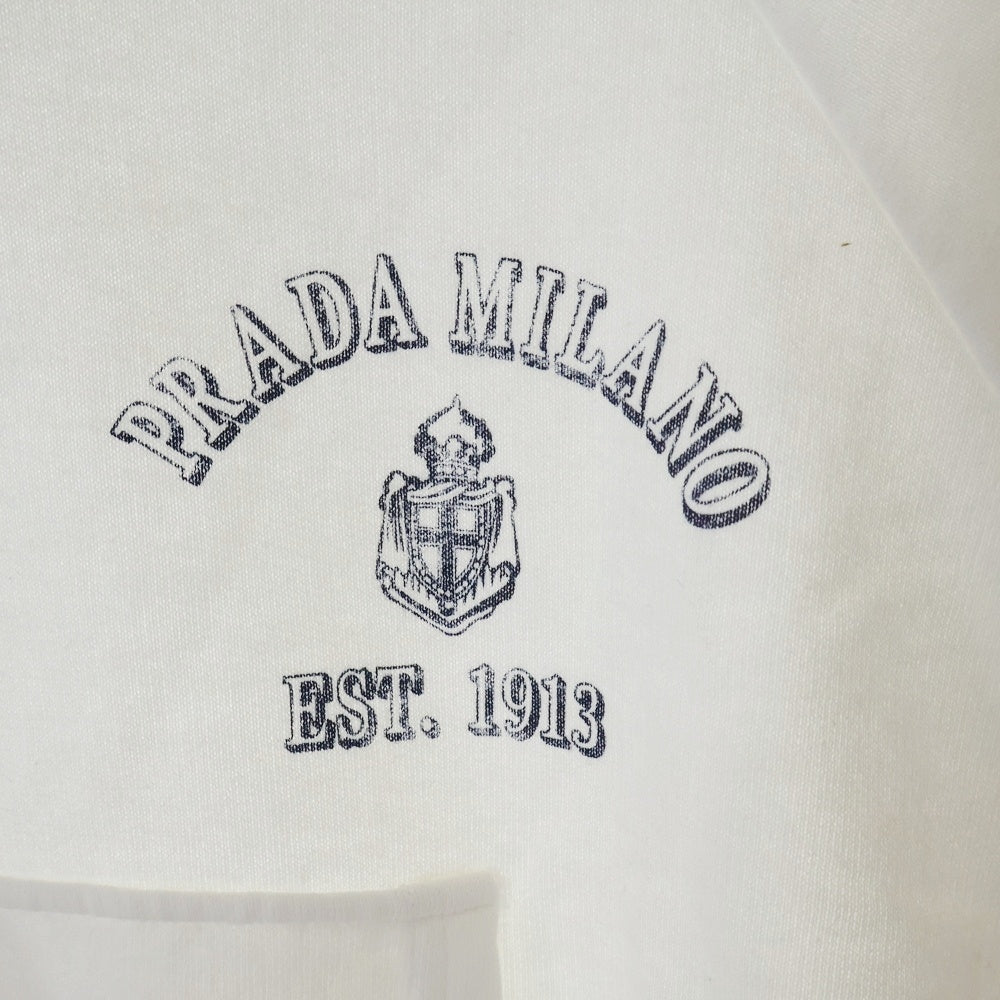 PRADA(プラダ) ロゴ プルオーバー フーディ ホワイト コットン レディース 134713