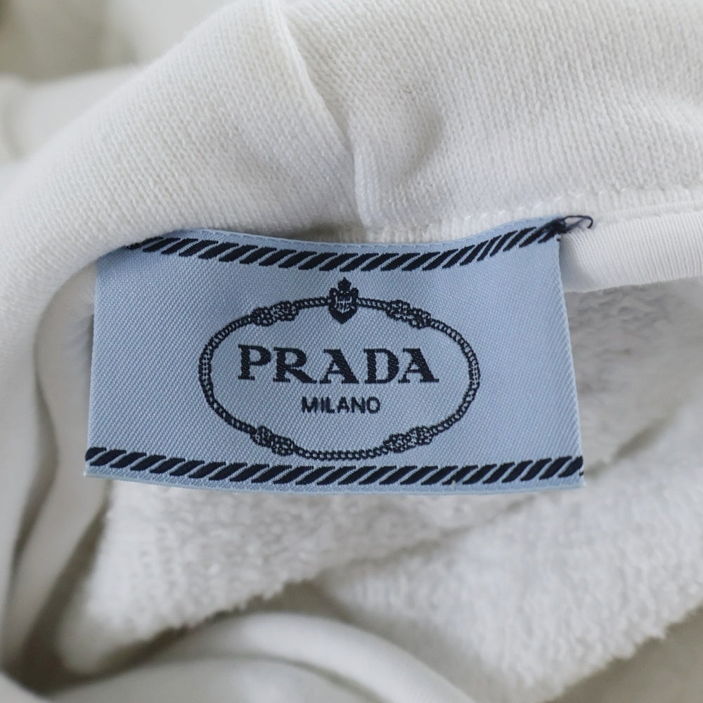 PRADA(プラダ) ロゴ プルオーバー フーディ ホワイト コットン レディース 134713