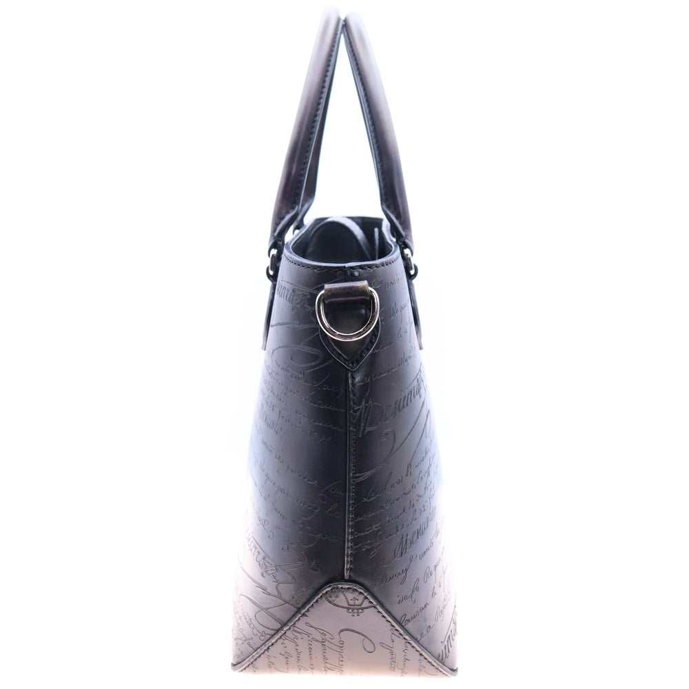 Berluti(ベルルッティ) カリグラフィ トゥジュール ガリバー トートバッグ ハンドバッグ オリーブ カーキ ブラウン シルバー金具 レザー