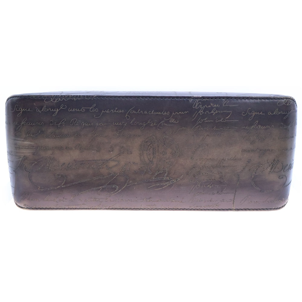 Berluti(ベルルッティ) カリグラフィ トゥジュール ガリバー トートバッグ ハンドバッグ オリーブ カーキ ブラウン シルバー金具 レザー