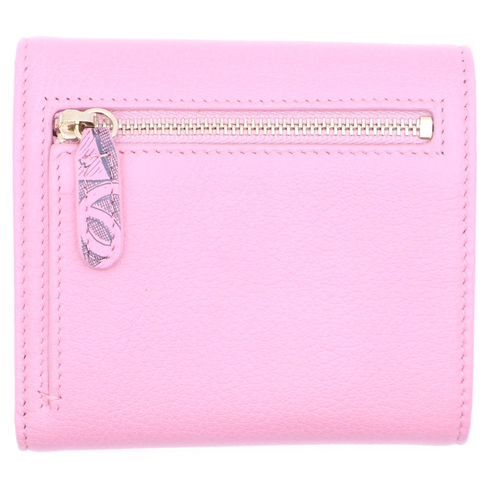 CHANEL(シャネル) ココマーク ラッキーフラワー レザーコンパクトウォレット 三つ折り財布 ピンク レディース