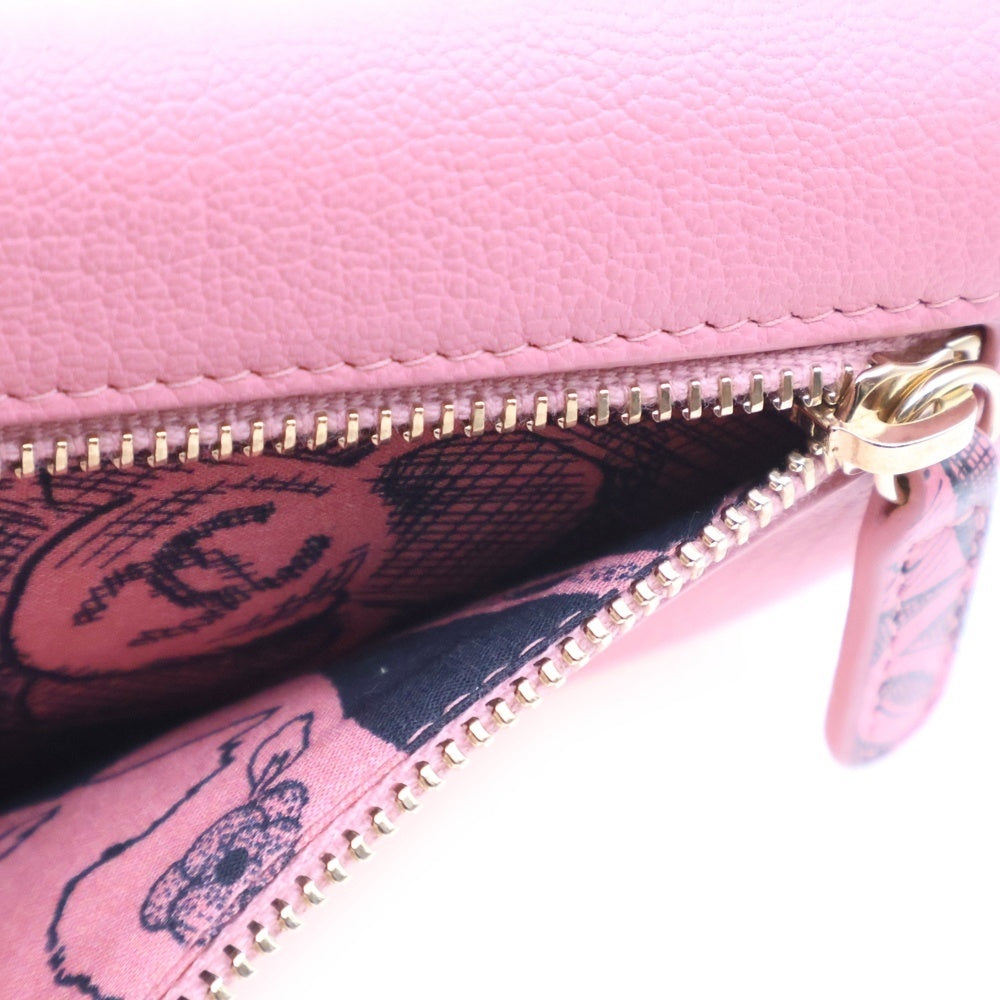 CHANEL(シャネル) ココマーク ラッキーフラワー レザーコンパクトウォレット 三つ折り財布 ピンク レディース
