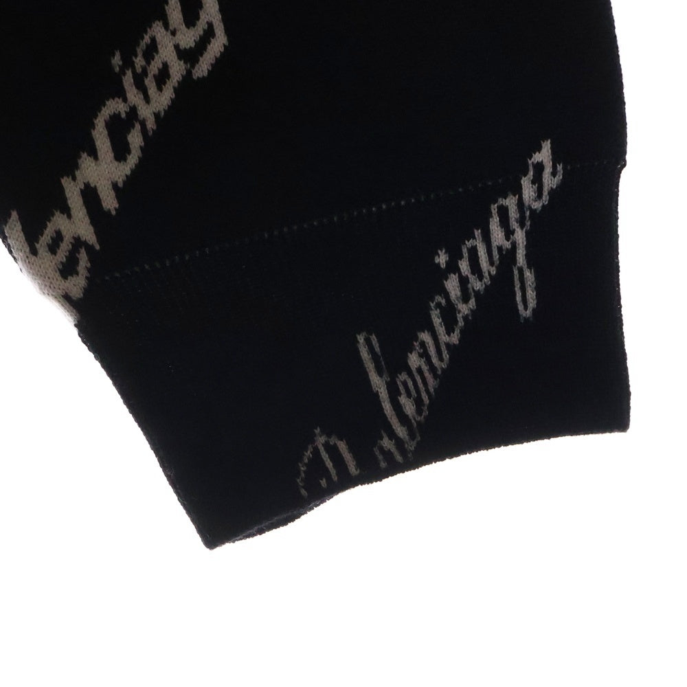 BALENCIAGA(バレンシアガ) Logomania All Over Sweater ロゴマニア ウール クルーネックニットセーター ブラック