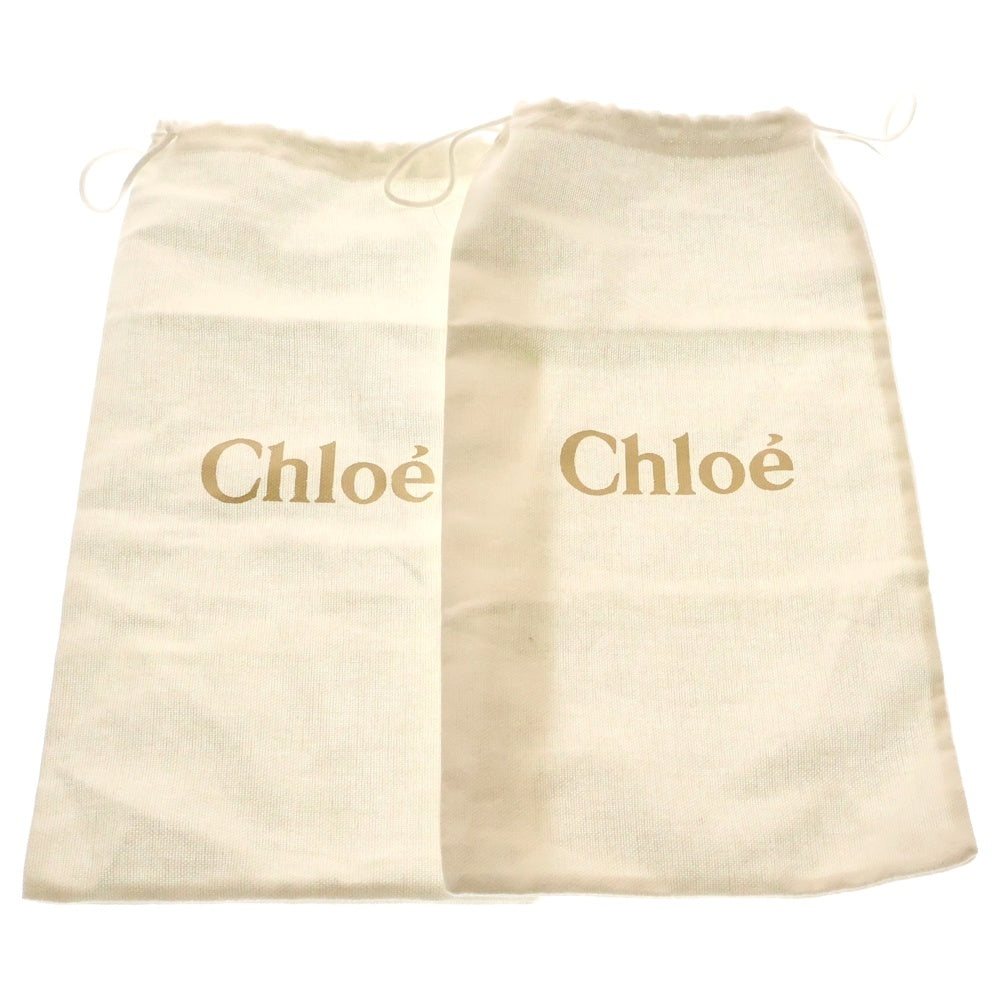 Chloe(クロエ) マーシー ロゴバックル カーフレザー ローカットシューズ ローファー ブラック/ゴールド レディース