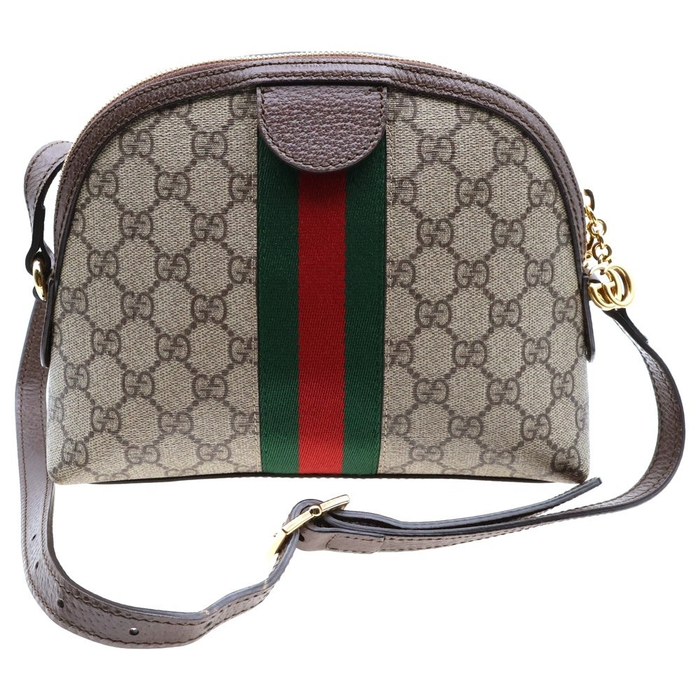GUCCI(グッチ) GGスプリーム オフィディア ショルダーバッグ ブラウン×ベージュ ゴールド金具 PVC×レザー 499621