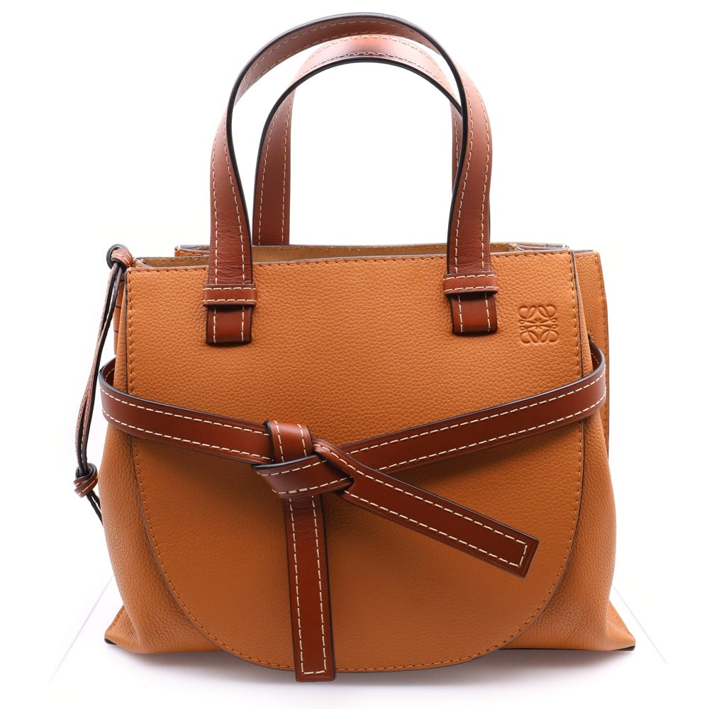 LOEWE(ロエベ) ゲートトップハンドル スモール ブラウン レザー 2WAY ハンドバッグ ショルダーバッグ レディース