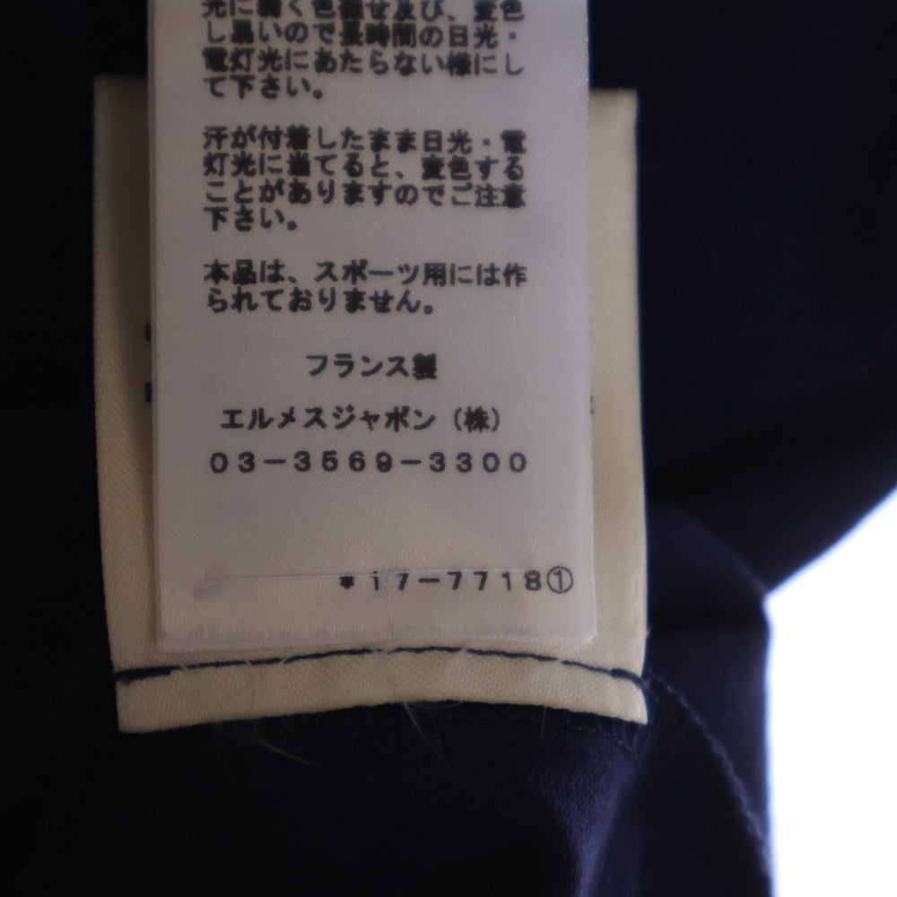 HERMES(エルメス) 23SS シェーヌダンクル Hロゴワッペン クルーネック 半袖Tシャツ カットソー ネイビー レディース