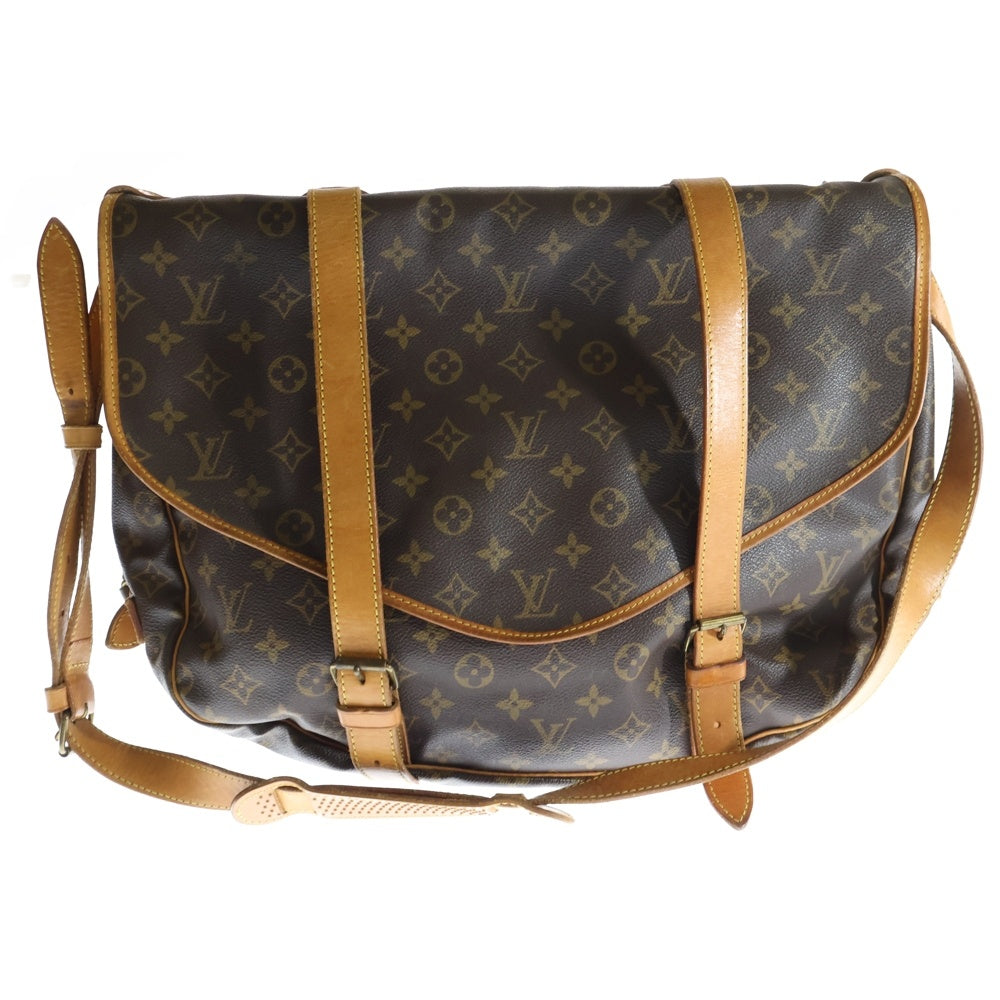 LOUIS VUITTON(ルイヴィトン) ソミュール43 モノグラム PVC レザー ショルダーバッグ ブラウン M42252 AR8905