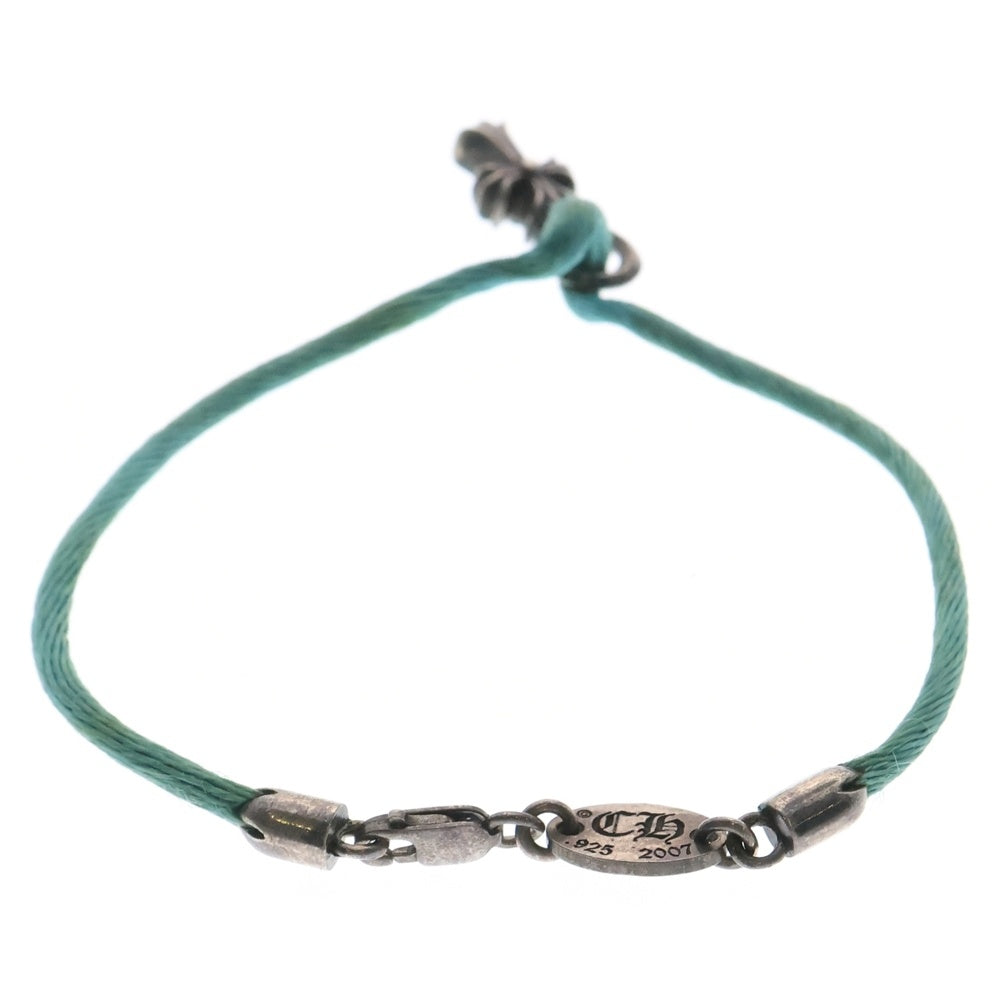 CHROME HEARTS(クロムハーツ) KZ ケーゼット CHクロススタック シルクブレスレット シルバー×グリーン