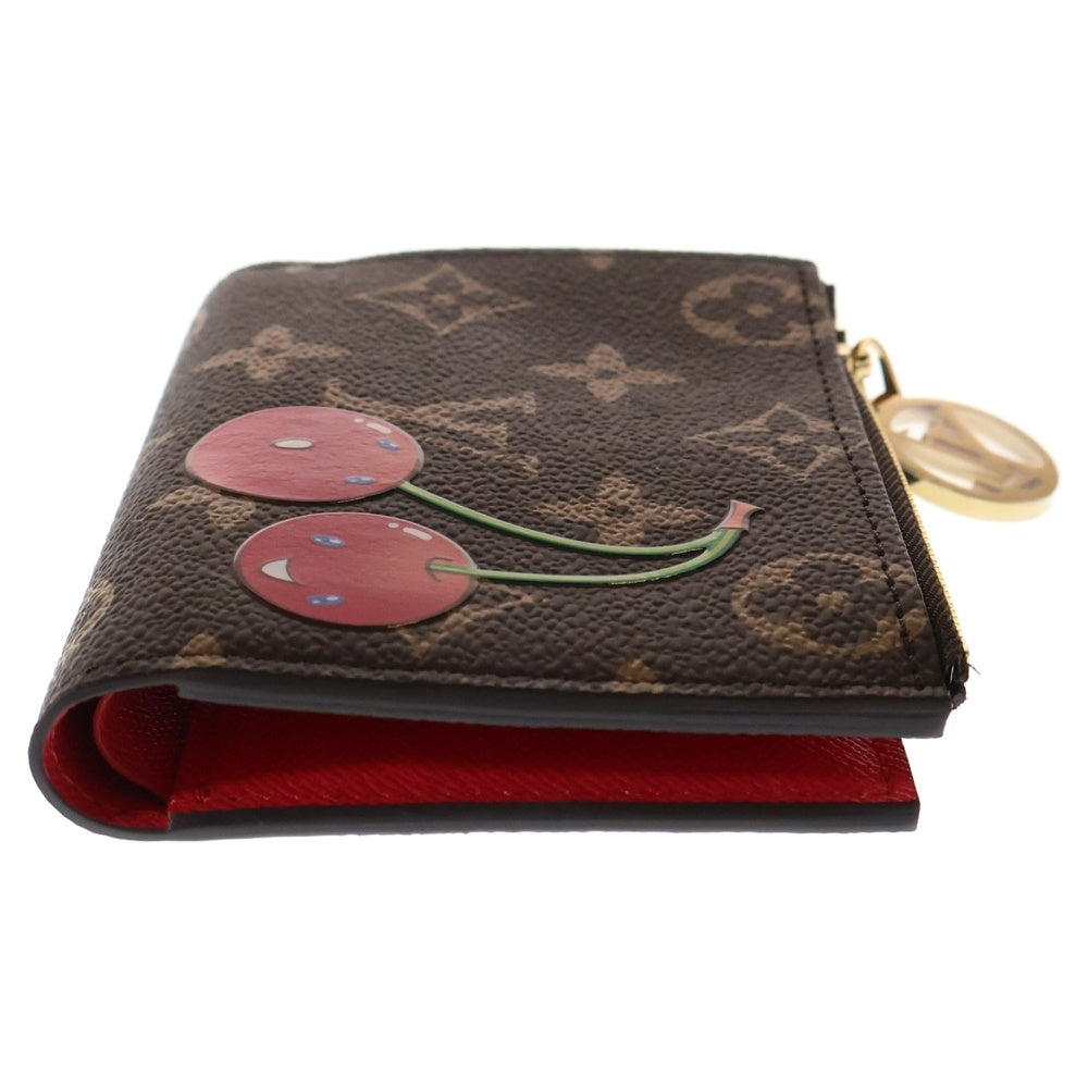 LOUIS VUITTON(ルイヴィトン) ポルトフォイユ リサ チェリー プリント モノグラム PVC レザー コンパクトウォレット 二つ折り財布 ゴールド金具 ブラウン M13420