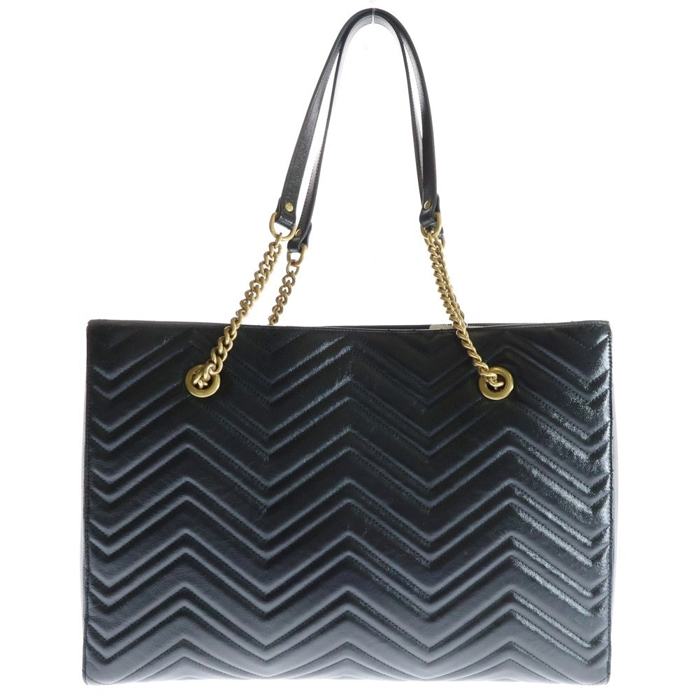 GUCCI(グッチ) GGマーモント チェーンショルダーバッグ ブラック レザー トートバッグ 524578