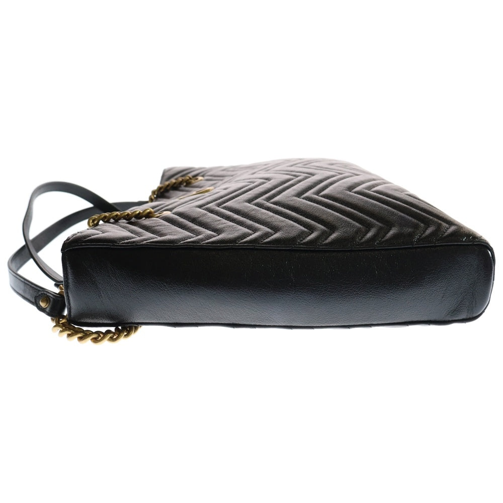 GUCCI(グッチ) GGマーモント チェーンショルダーバッグ ブラック レザー トートバッグ 524578
