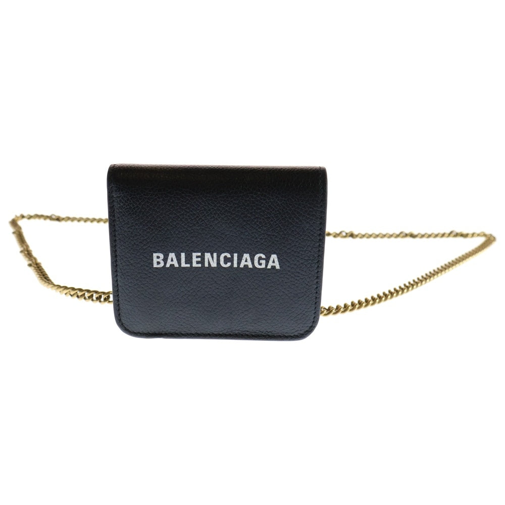 BALENCIAGA(バレンシアガ) コンパクトチェーンウォレット ショルダーウォレット 財布 ブラック ゴールド金具 レザー 618146