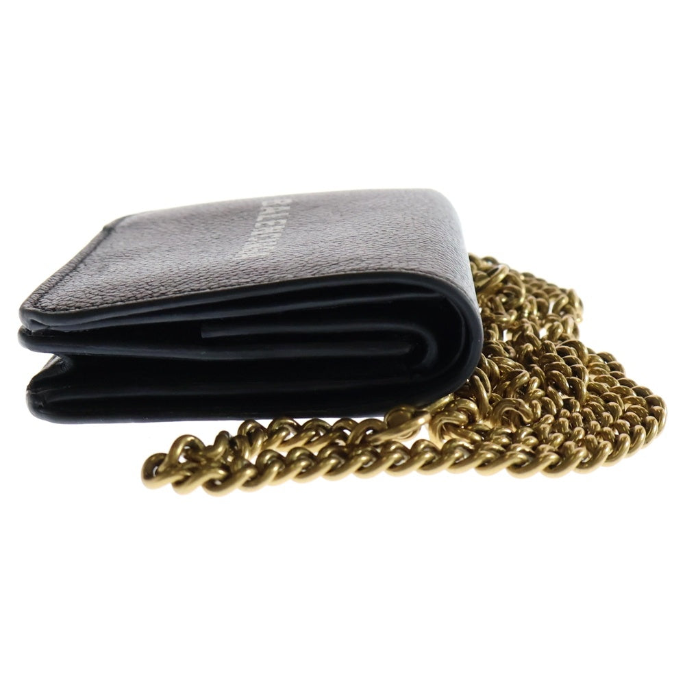 BALENCIAGA(バレンシアガ) コンパクトチェーンウォレット ショルダーウォレット 財布 ブラック ゴールド金具 レザー 618146