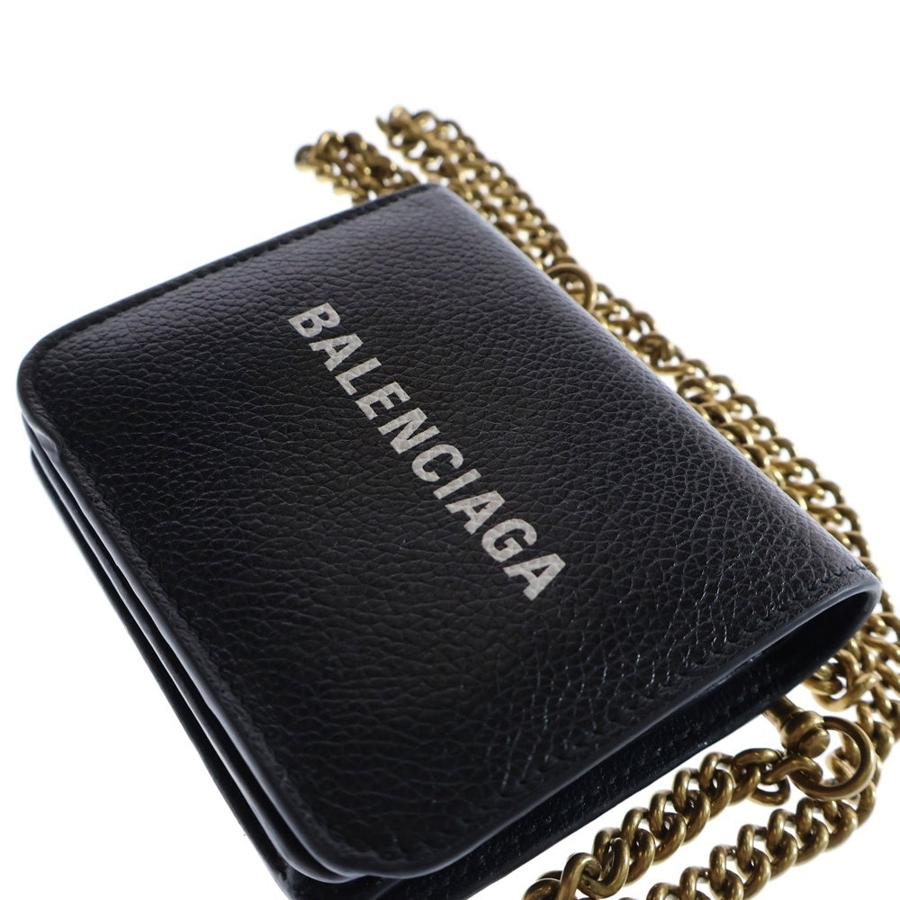 BALENCIAGA(バレンシアガ) コンパクトチェーンウォレット ショルダーウォレット 財布 ブラック ゴールド金具 レザー 618146