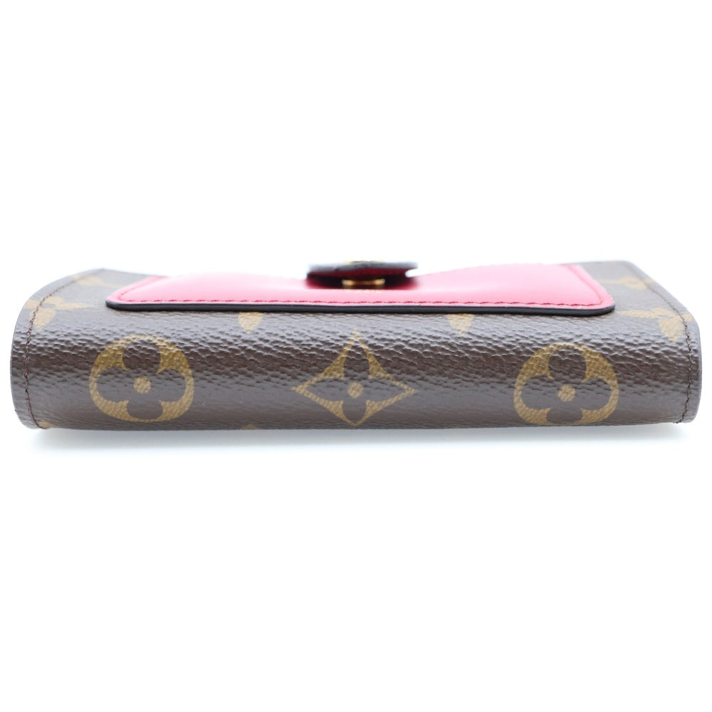 LOUIS VUITTON(ルイヴィトン) モノグラム ポルトフォイユ・ルー フューシャ コンパクトウォレット 二つ折り財布 コインケース ブラウン×ピンク ゴールド金具 M82377