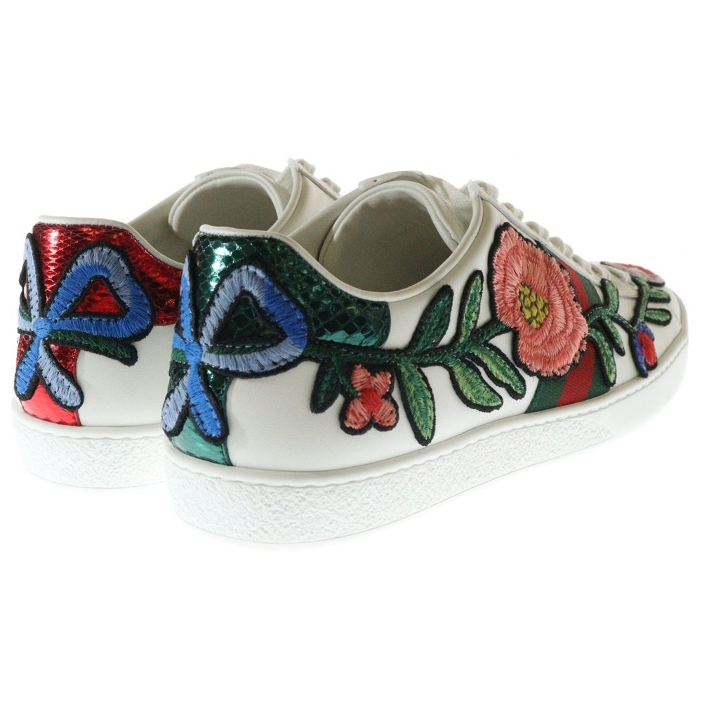 GUCCI(グッチ) エース シェリーライン フローラル フラワー エンブロイダリー ローカットシューズ スニーカー ホワイト/グリーン レディース 431917
