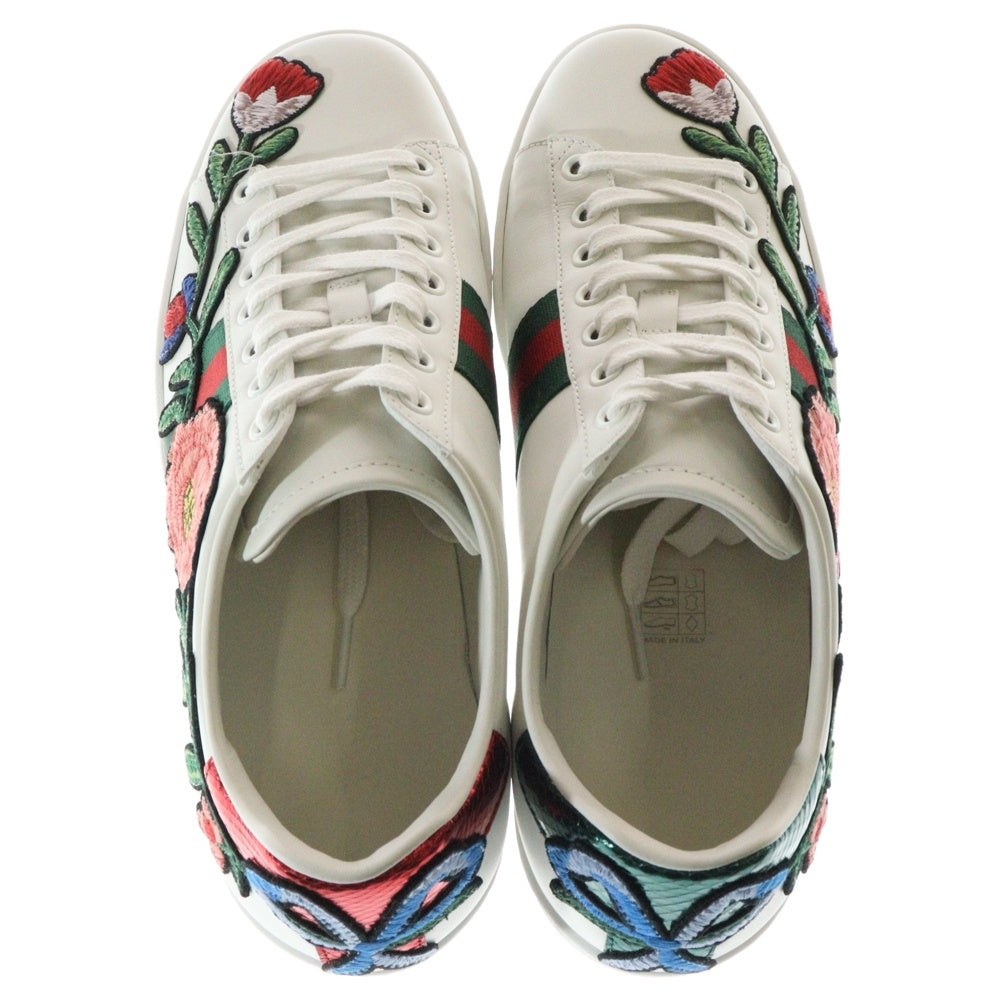 GUCCI(グッチ) エース シェリーライン フローラル フラワー エンブロイダリー ローカットシューズ スニーカー ホワイト/グリーン レディース 431917