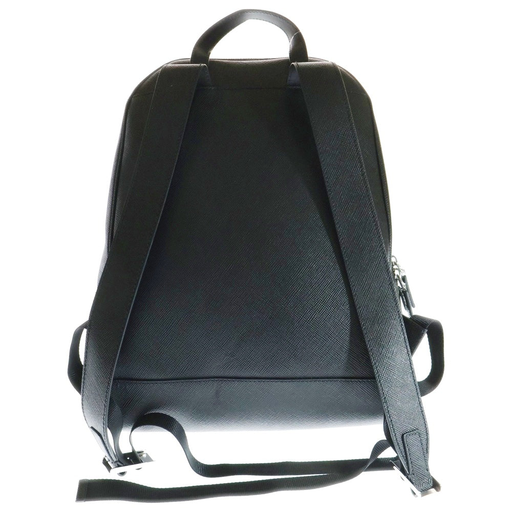 PRADA(プラダ) サフィアーノバックパック リュックサック ブラック シルバー金具 ロゴ三角プレート レザー 2VZ102