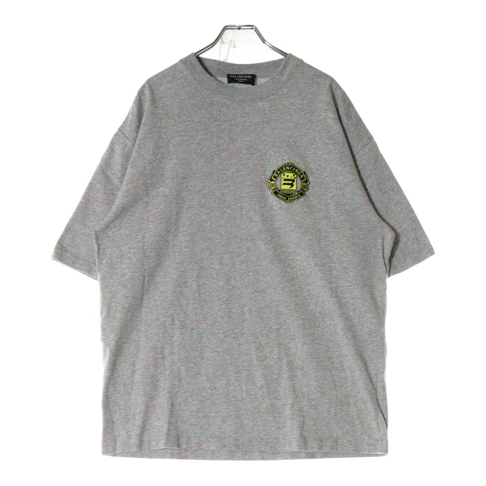 BALENCIAGA(バレンシアガ) 21AW エンブレム ロゴ刺繍 半袖Tシャツ カットソー グレー 612966 TLV61
