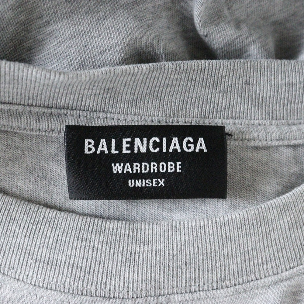 BALENCIAGA(バレンシアガ) 21AW エンブレム ロゴ刺繍 半袖Tシャツ カットソー グレー 612966 TLV61