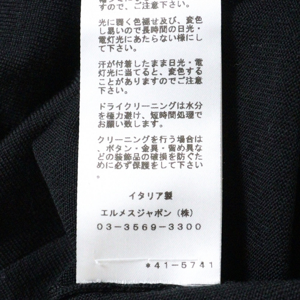 HERMES(エルメス) ボタンデザイン ウール シルク 長袖 ニット カットソー ブラック
