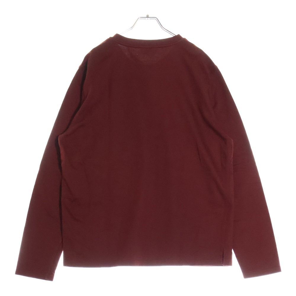 HERMES(エルメス) ポケットデザイン クルーネック ロングスリーブ 長袖Tシャツ カットソー ボルドー