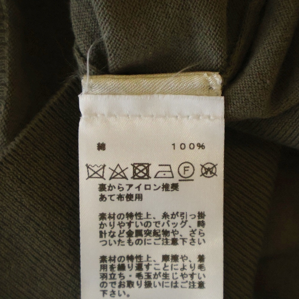 HERMES(エルメス) ショルダー リブ コットンニット クルーネック 半袖Tシャツ カットソー カーキ