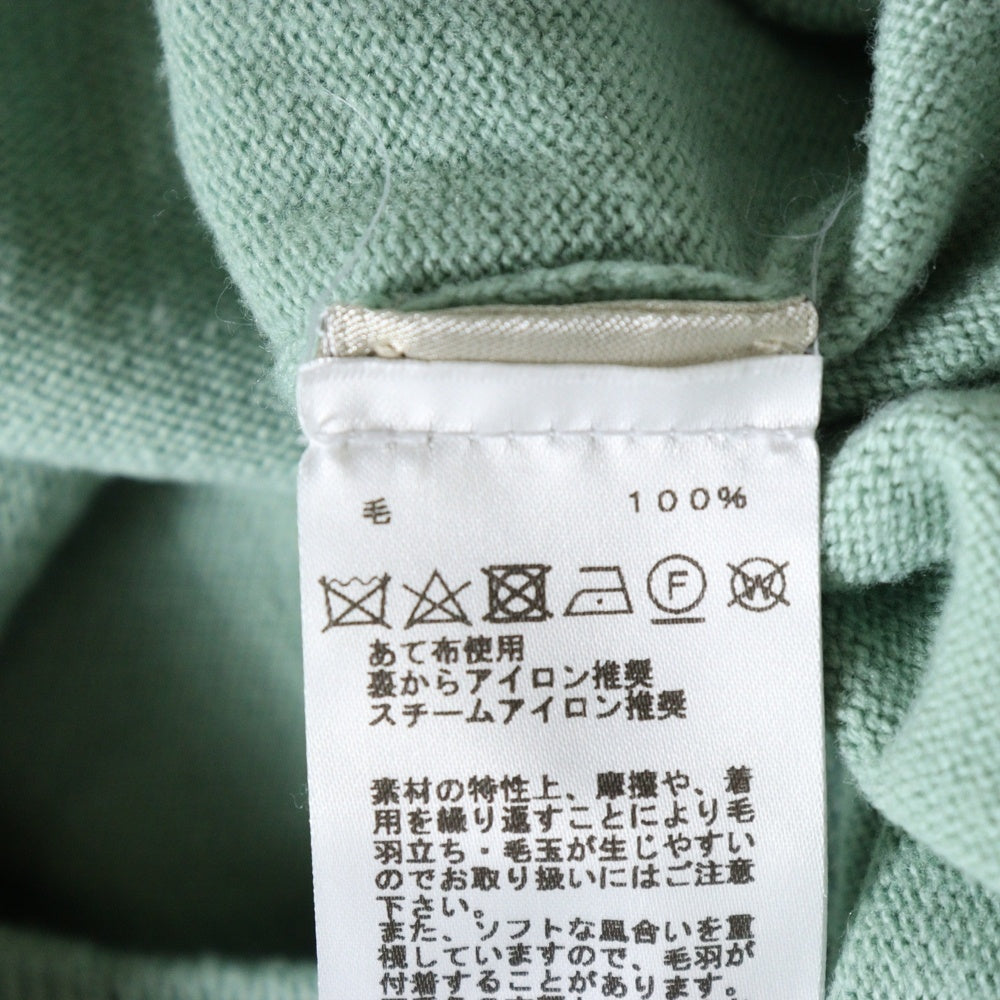 HERMES(エルメス) ハイネック ウール サイドライン ジップアップジャケット ドライバーズニット セーター グリーン/グレー