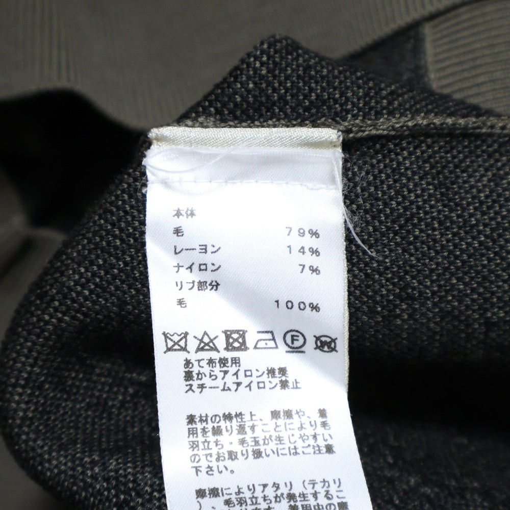 HERMES(エルメス) ジャガード 総柄 クルーネック ロングスリーブ 長袖ニット セーター カーキ