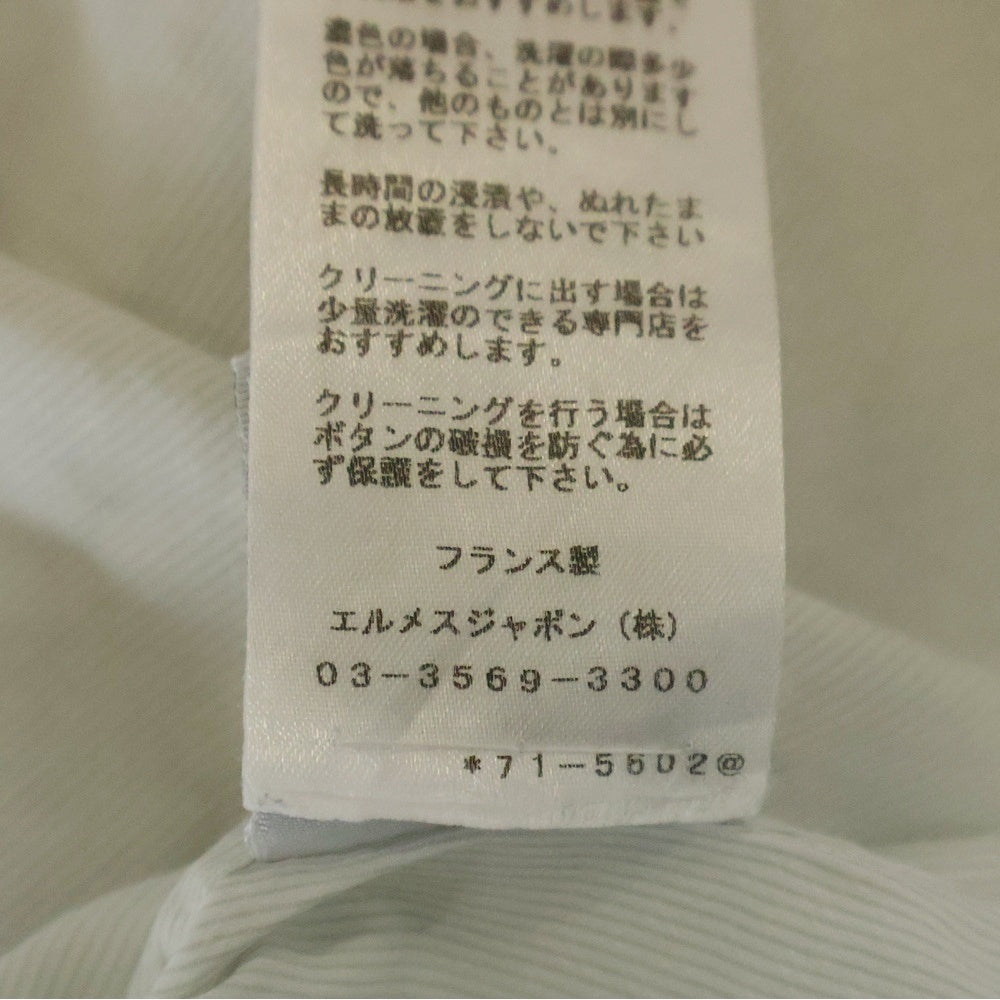 HERMES(エルメス) セリエカフスボタン ストライプ総柄 レギュラーカラー ロングスリーブ 長袖シャツ ライトグレー