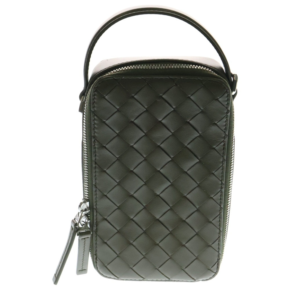 BOTTEGA VENETA(ボッテガヴェネタ) ゲッタウェイ フォンポーチ ミニショルダーバッグ グリーン カーキ カーフレザー シルバー金具
