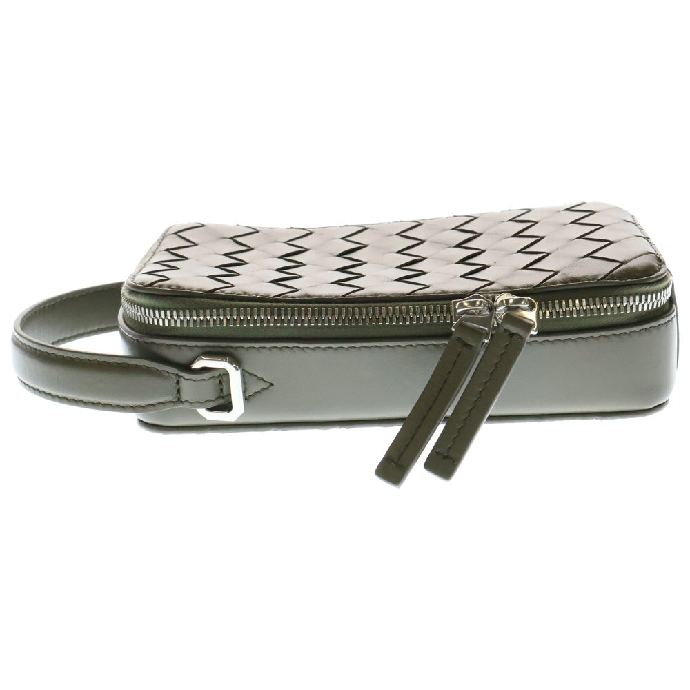 BOTTEGA VENETA(ボッテガヴェネタ) ゲッタウェイ フォンポーチ ミニショルダーバッグ グリーン カーキ カーフレザー シルバー金具